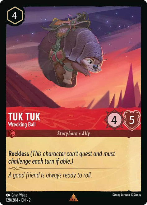 Carta Tuk Tuk - Wrecking Ball,Set Rise of the Floodborn , Número de Tarjeta 128 , Color Ruby, Rarity Rare