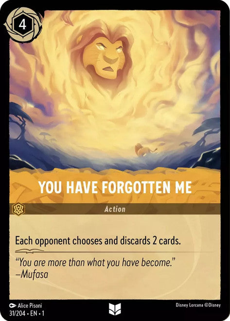 Carta You Have Forgotten Me,Set The First Chapter, Número de Tarjeta 31 , Color Amber, Rarity Uncommon