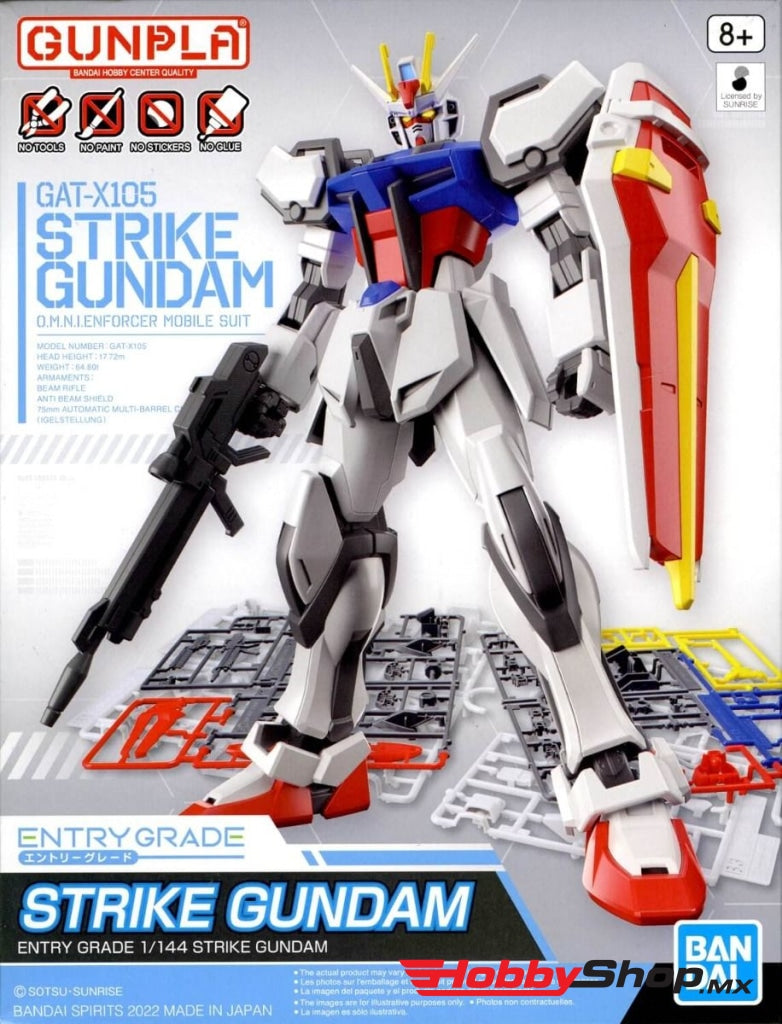 Bandai - #10 Strike Gundam Mobile Suit Seed Spirits Hobby Entry Grade 1/144 En Existencia