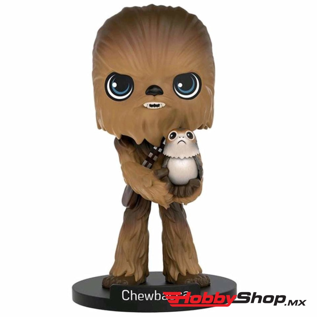 Funko - Wobbler: Star Wars: Tlj- Chewbacca & Porg En Existencia