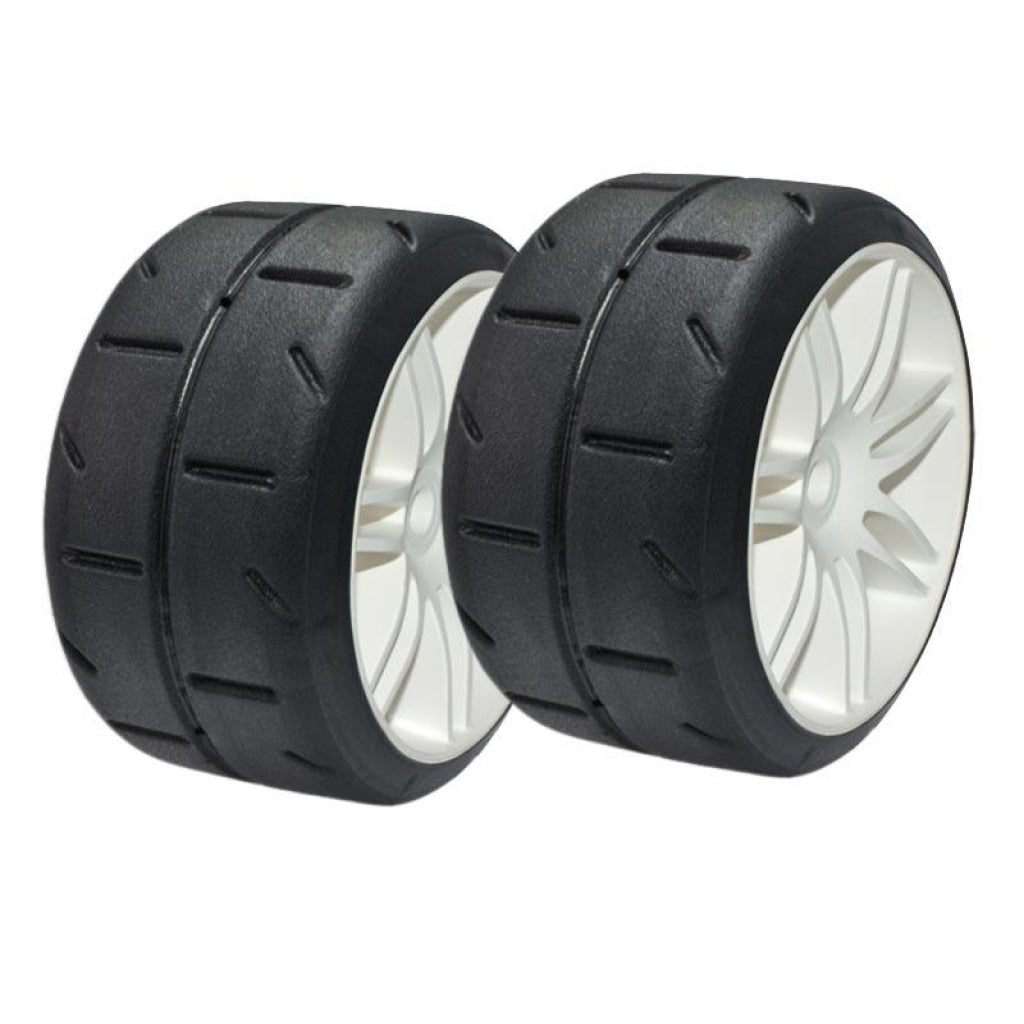 GRP GWH02-P2 1:5 TC W02 REVO DUAL P1 in P3 out Belted Tire w/ Wheel White (4