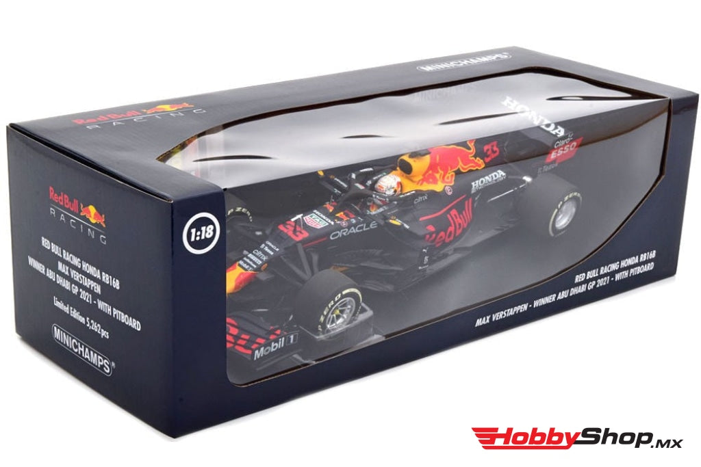 Minichamps - Red Bull F1 Rb16B Honda Ra620H Team Aston Martin #33 Winner Abu Dhabi Gp With Pit Board