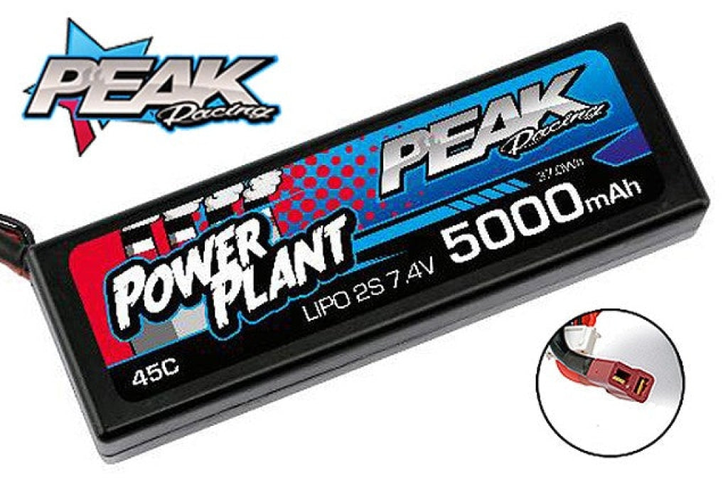 Peak Racing - Power Plant 5000 7.4V 45C Lipo Battery W/ Deans Connector En Existencia