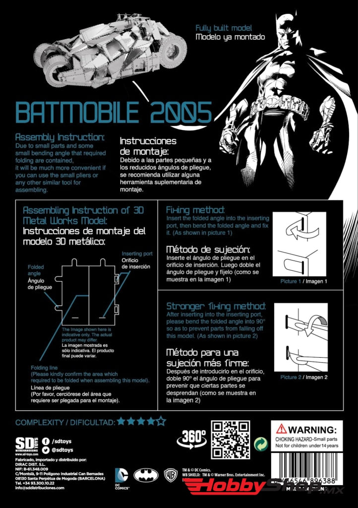 Sd Toys - Batmovil 2005 Modelo De Metal 3D Universo Dc En Existencia