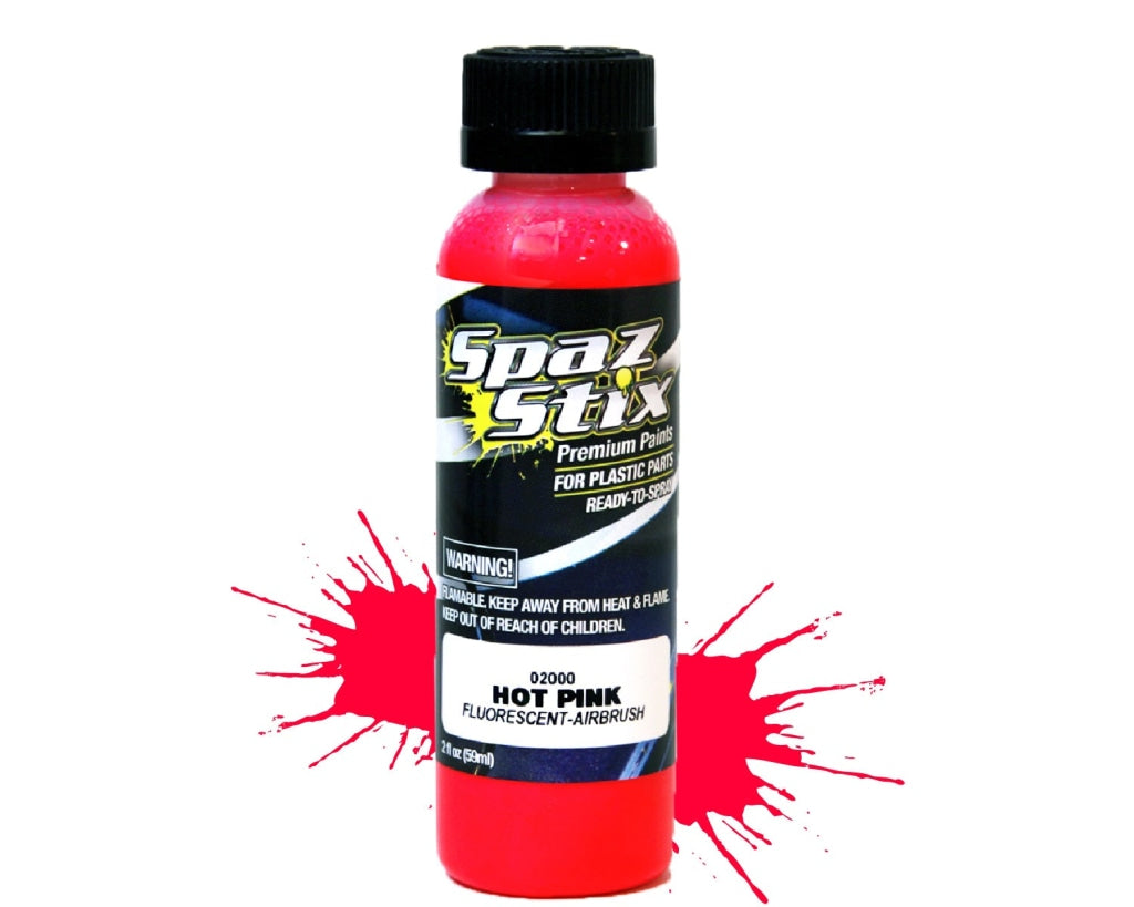 Spaz Stix - Hot Pink Fluorescent Airbrush Ready Paint 2Oz Bottle En Existencia