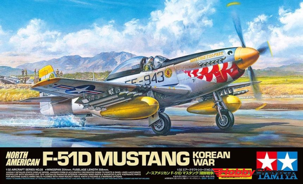 Tamiya - 1/32 North American F-51D Mustang Korean War Plastic Modek Kit En Existencia