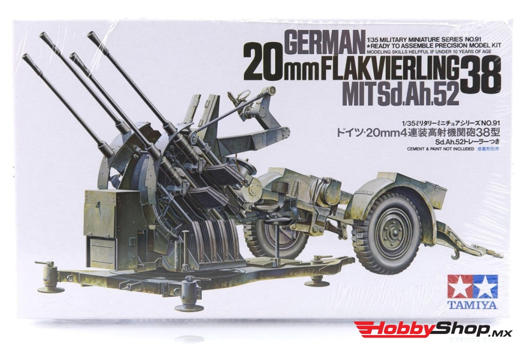 Tamiya - 1/35 German 2Cm Flakvierling 38 Kit Ca191 Plastic Model En Existencia