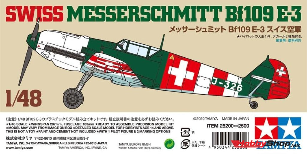 Tamiya - 1/48 Swiss Messerschmitt Bf109 E-3 Plastic Model Kit En Existencia