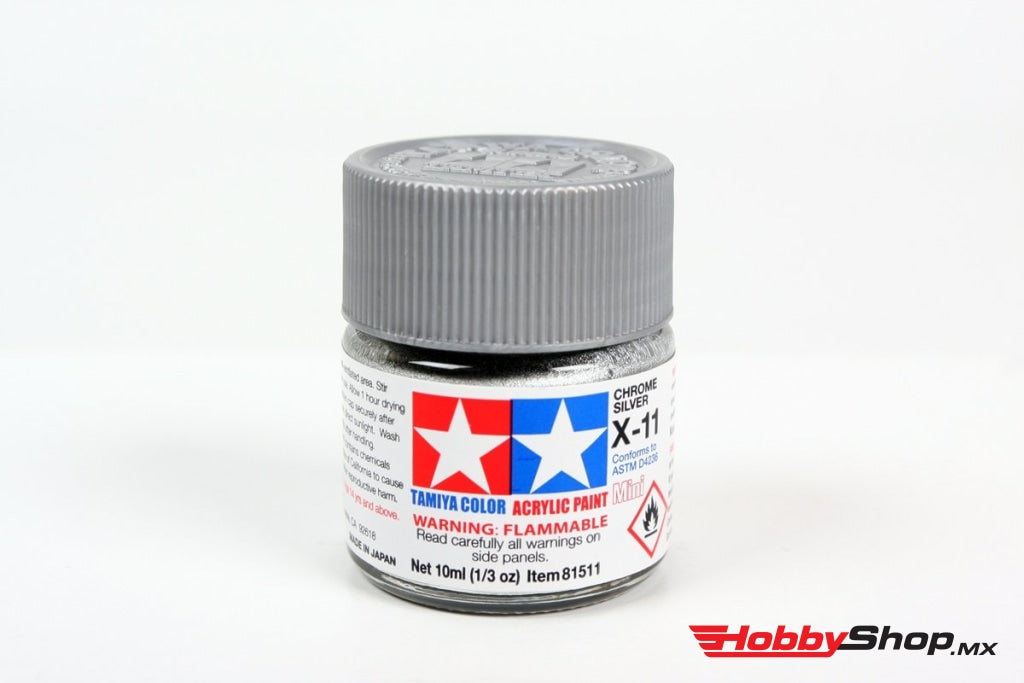 Tamiya - Acrylic Mini X-11 Chrome Silver Paint 10Ml Bottle En Existencia