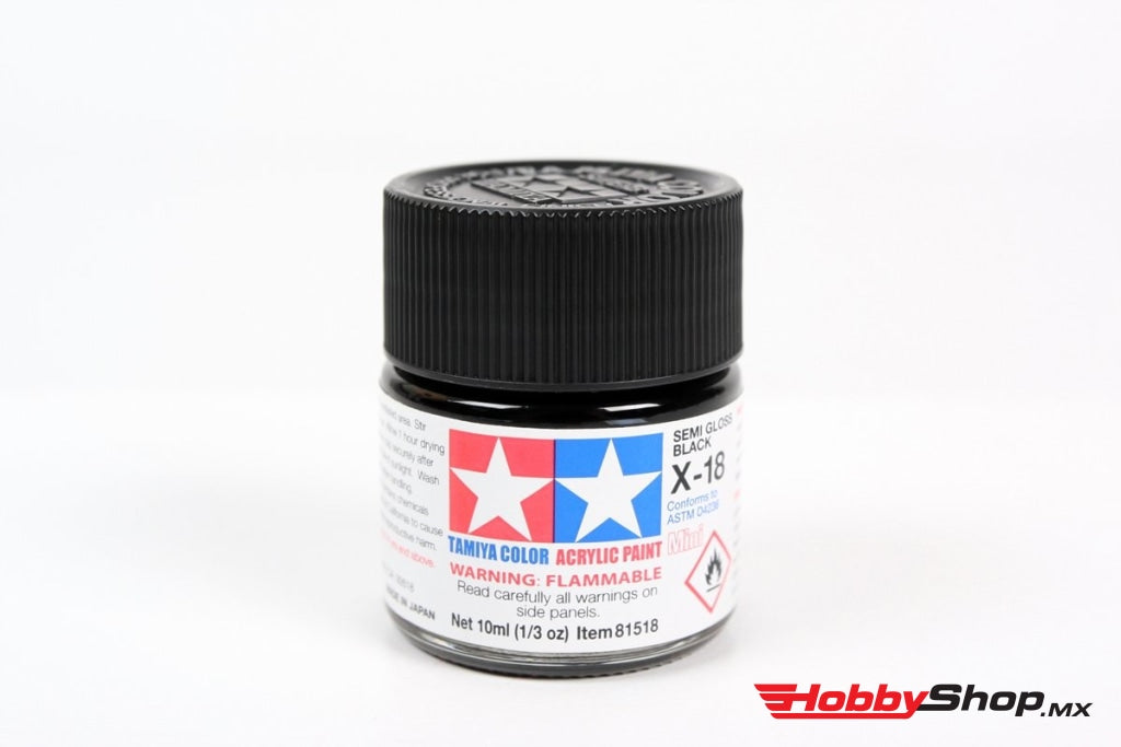 Tamiya - Acrylic Mini X-18 Semi Gloss Black Paint 10Ml Bottle En Existencia