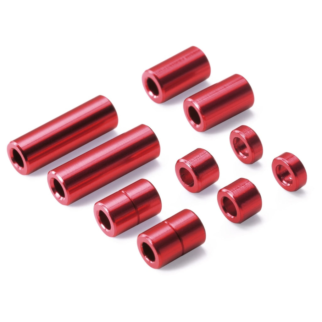 Tamiya - Aluminum Spacer Set 12/6.7/6/3/1.5Mm Red En Existencia