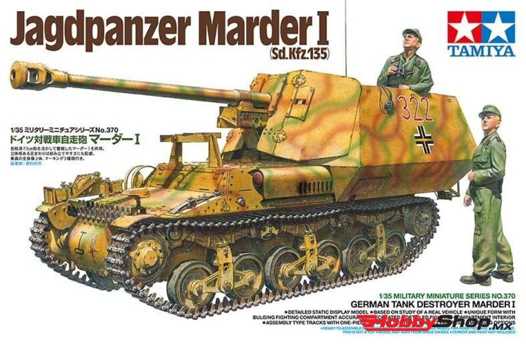 Tamiya - German Tank Destroyer Marder I Plastic Model Kit En Existencia