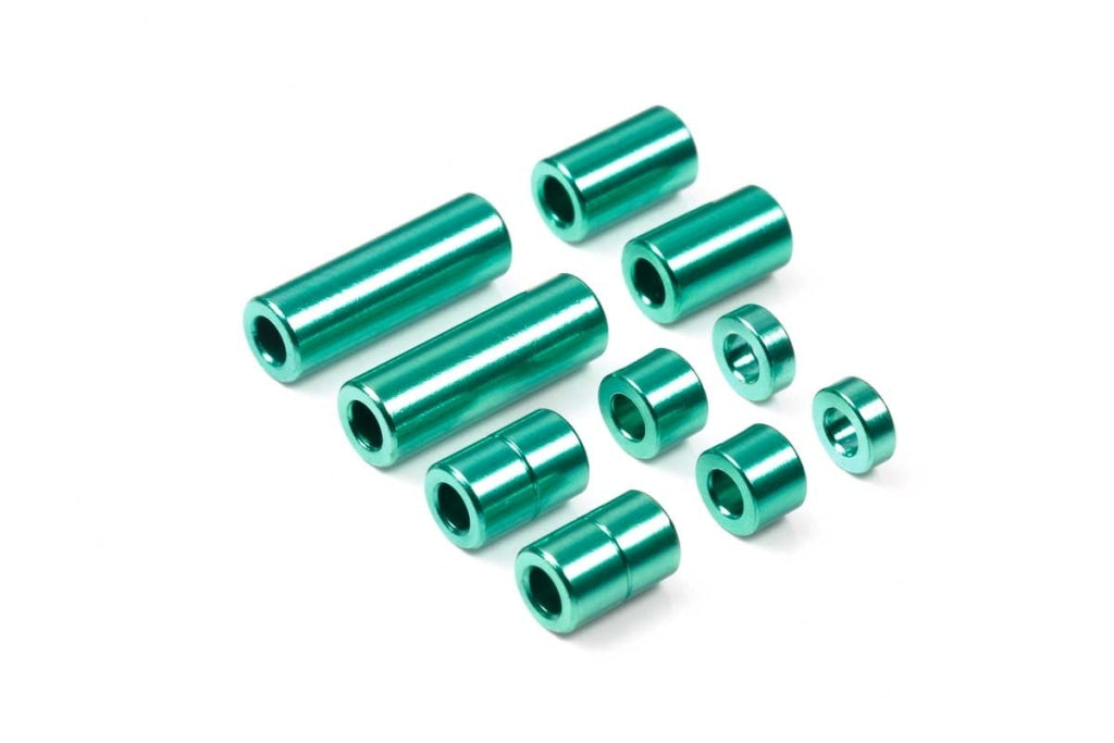 Tamiya - Jr Aluminum Spacer Set Green 12/6.7/6/3/1.5Mm 2Pcs Each En Existencia