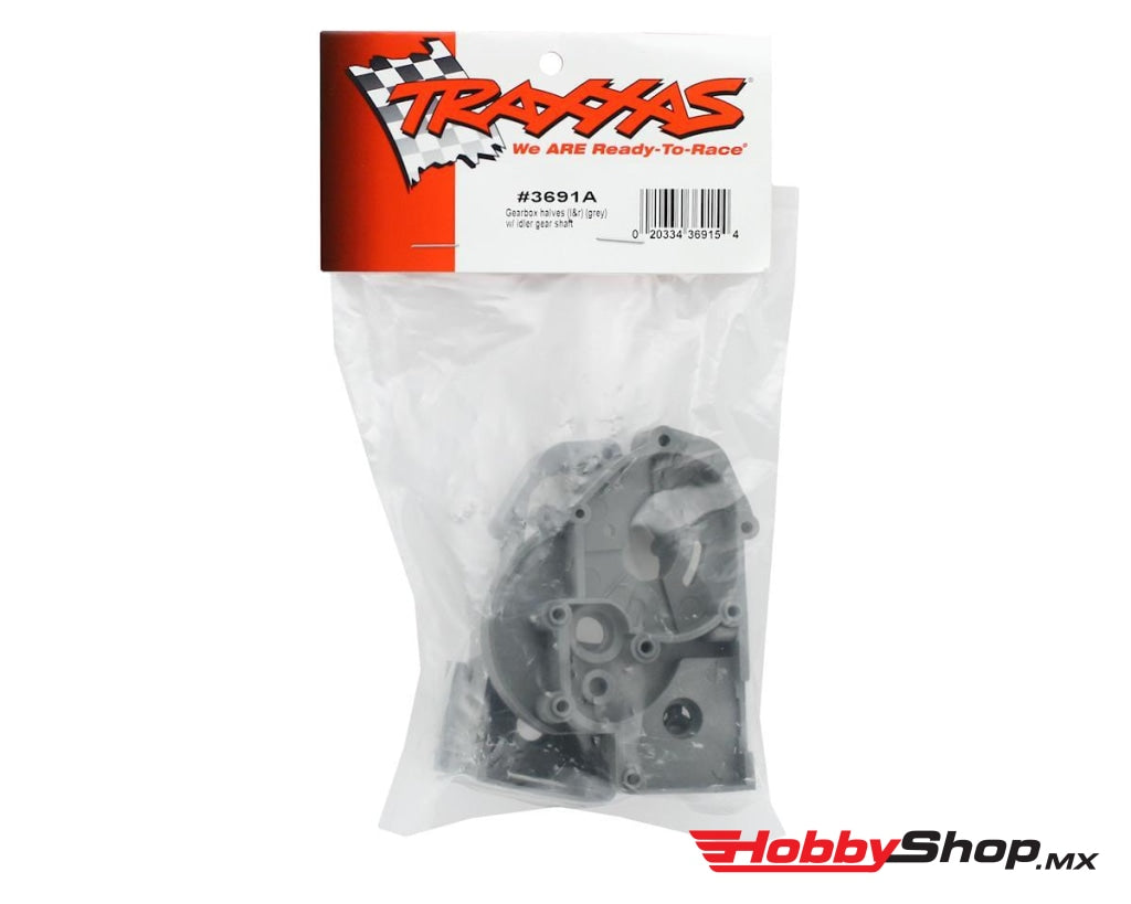 Traxxas - Mitades De Caja Cambios (Izquierda Y Derecha) (Gris) Con Eje Engranaje Intermedio En