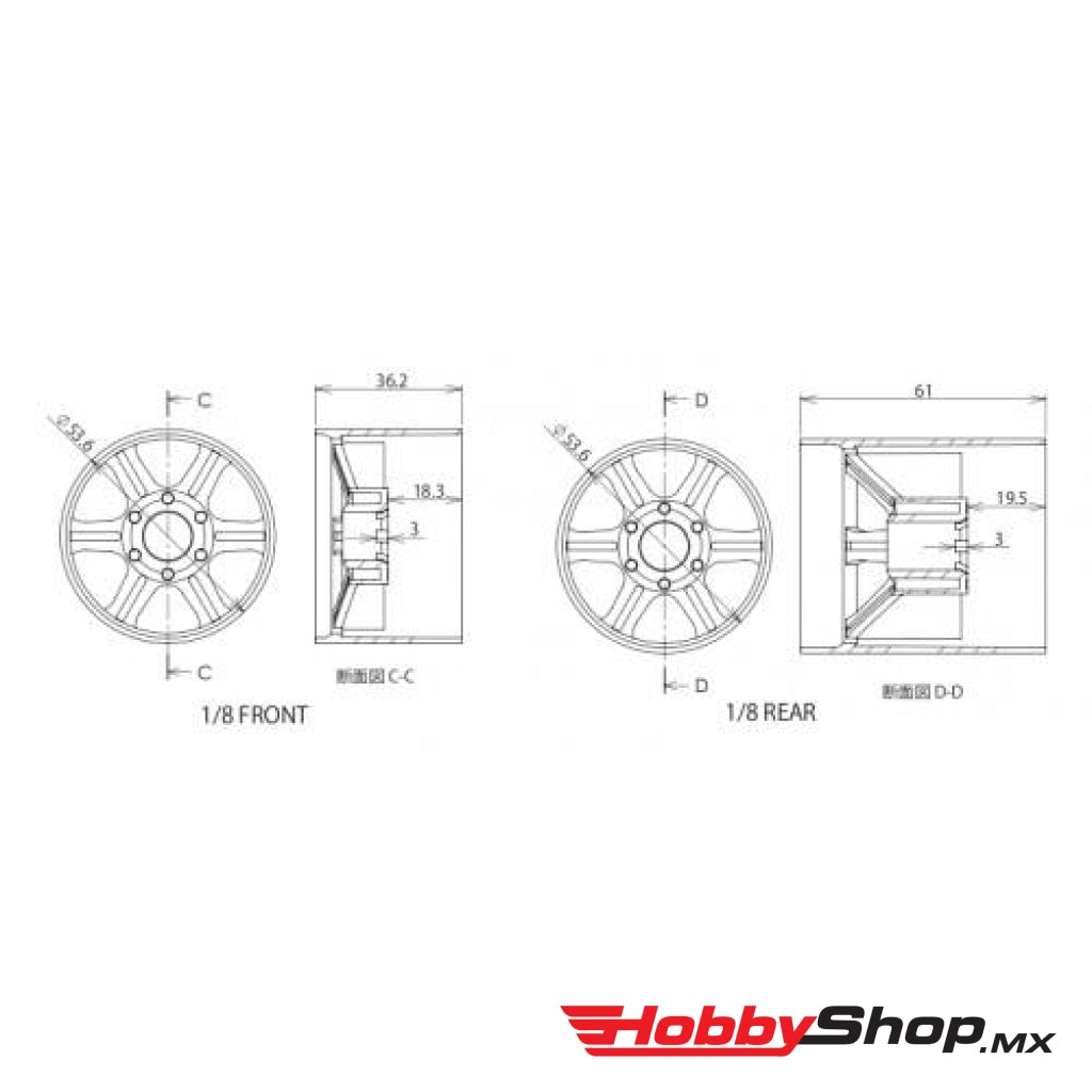 Ulti Tires - 1/8 Foam Tire (Rear) 1Pair Carbon Rims Shore 35Wc Rin Negro En Existencia