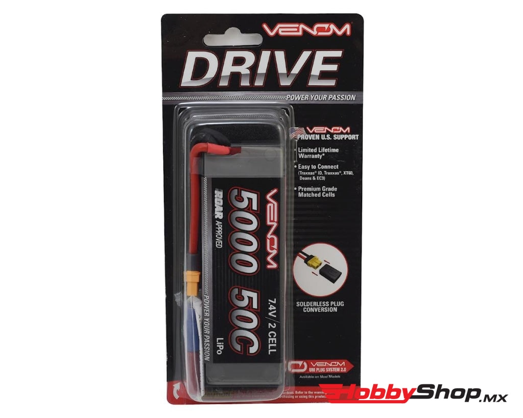 Venom Racing - Drive 50C 2S 5000Mah 7.4V Lipo Hardcase Roar Battery With Uni 2.0 Plug En Existencia