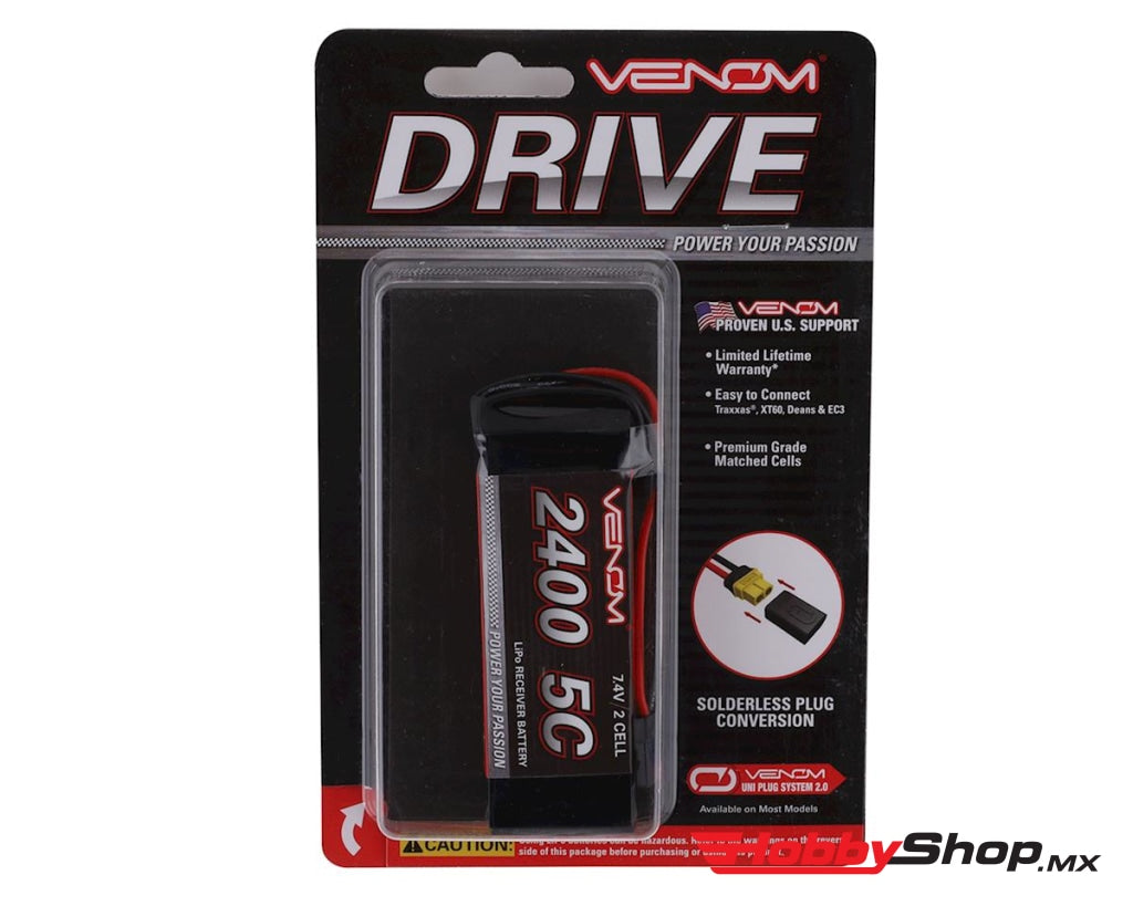 Venom Racing - Drive 5C 2S 2400Mah 7.4V Lipo Receiver/transmitter Flat Pack Battery En Existencia