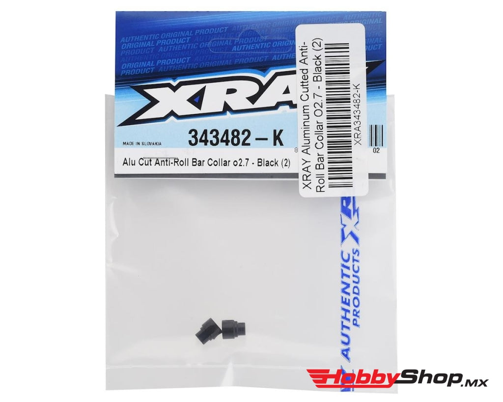 Xray - Aluminum Cutted Anti-Roll Bar Collar O2.7 Black (2) En Existencia