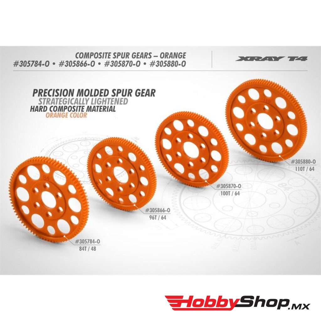 Xray - Composite Offset Spur Gear 100T / 64 Orange En Existencia