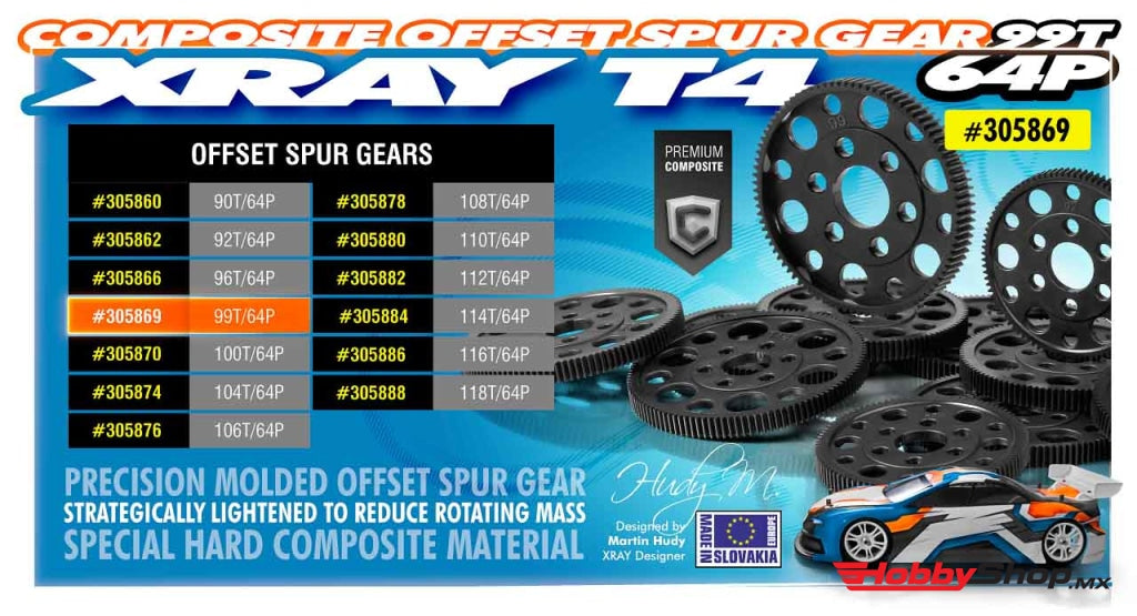 Xray - Composite Offset Spur Gear 99T / 64 En Existencia